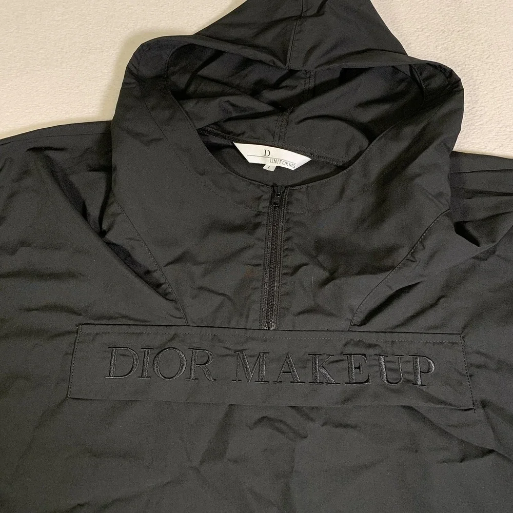 Dior Jacket Large Black Makeup Staff Uniform Hooded 1/4 Zip Pullover Anorak